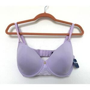Natori Womens Bra Size 32DDD Purple Lace T-Shirt Contour Lightly Lined Underwire